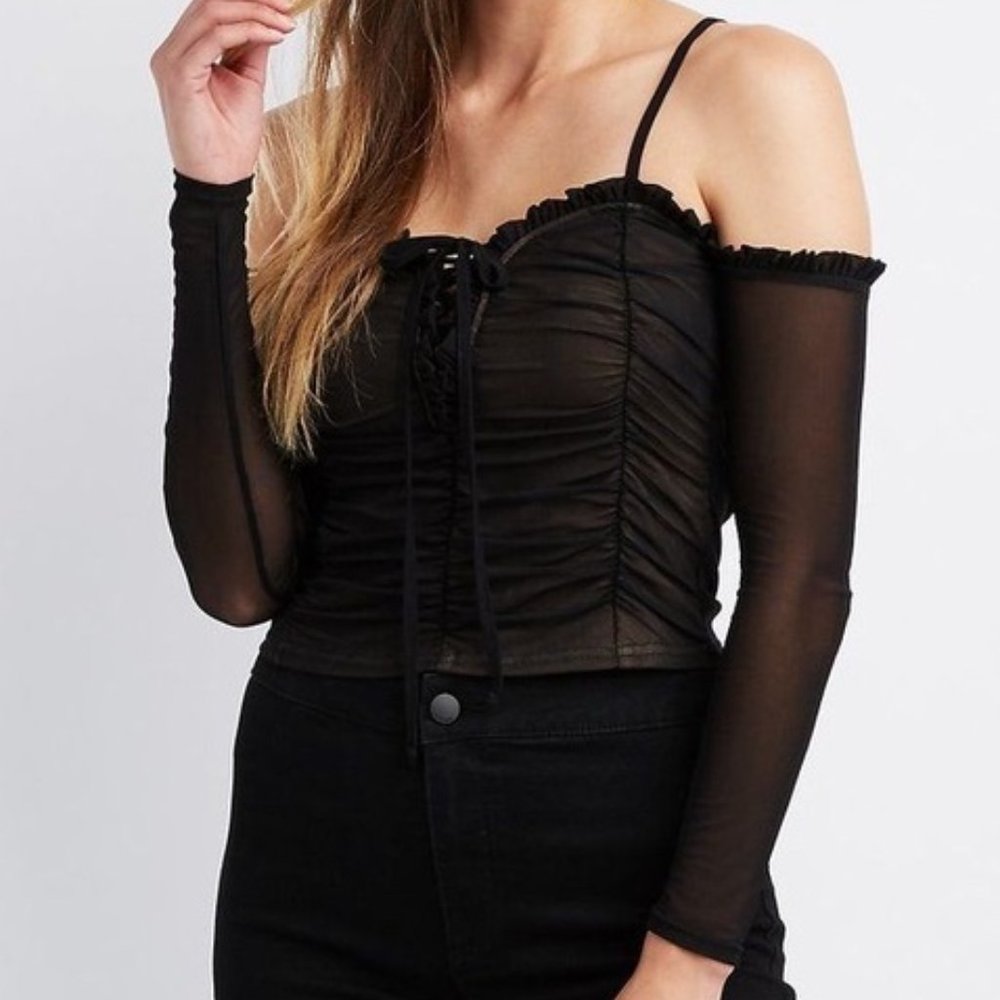 NWT Charlotte Russe Lace Up Off the Shoulder Top M